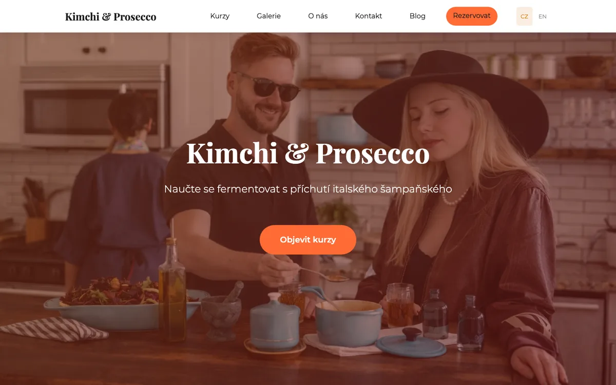 Kimchi & Prosecco – úvodní stránka na počítači